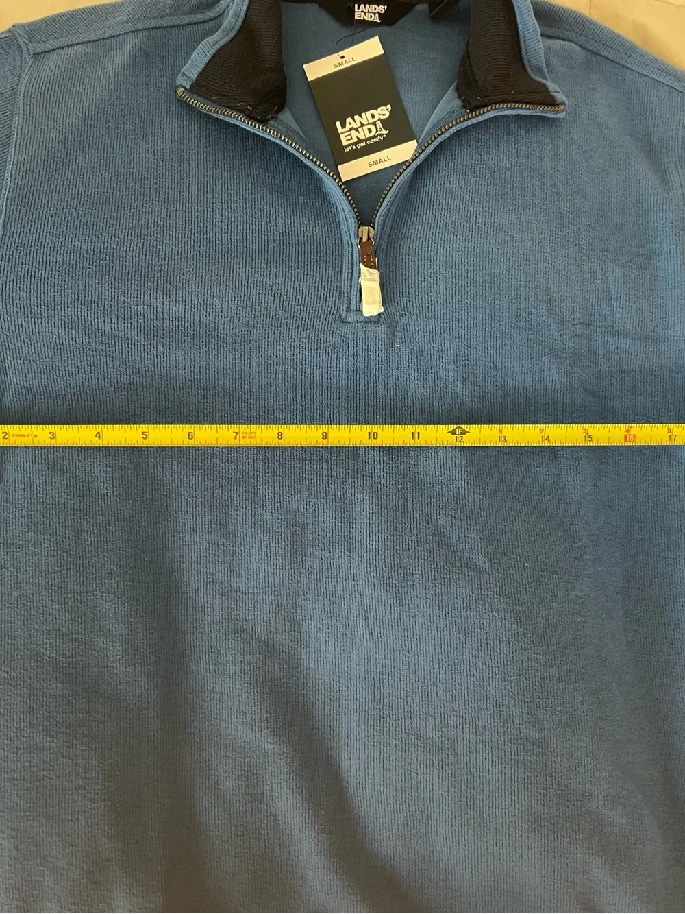 Lands' End Men's Blue Quarter-Zip Sweater Size Small Blue